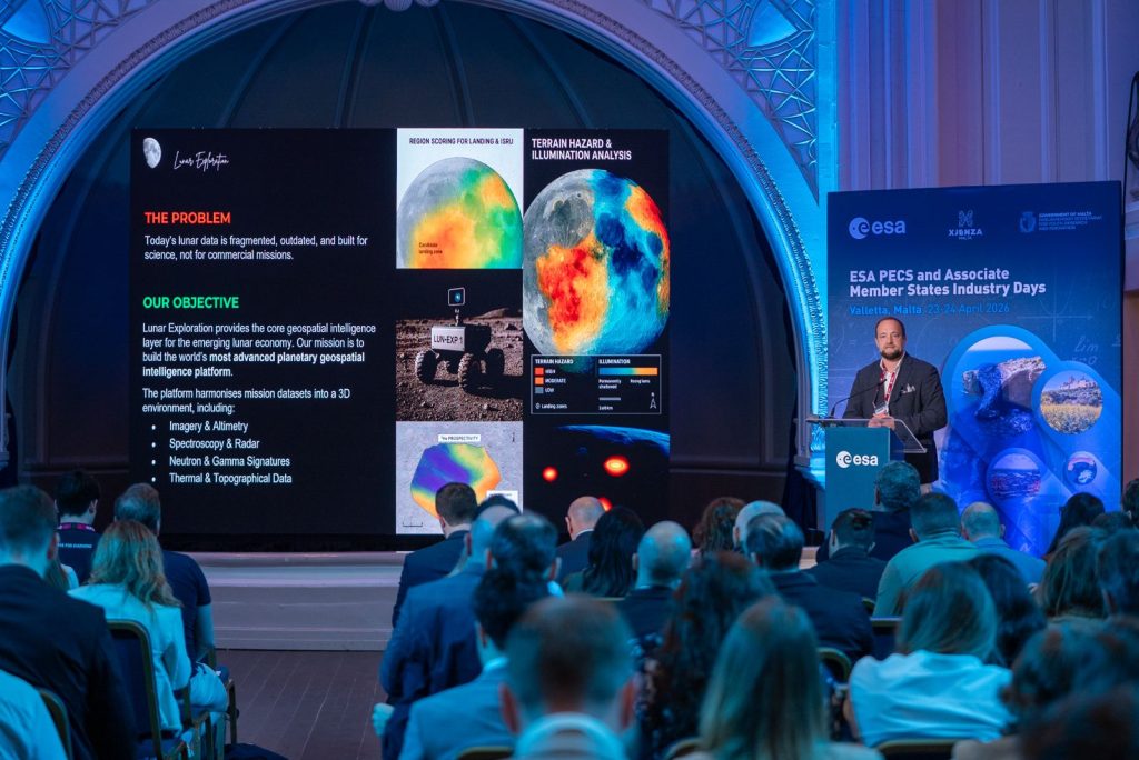 Zsolt Szemerszky, CEO of Lunar Exploration speaks at ESA's event in Malta